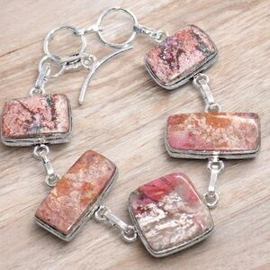 Pink Cobalt Calcite Silver Bracelet in sterling silver 925 overlay